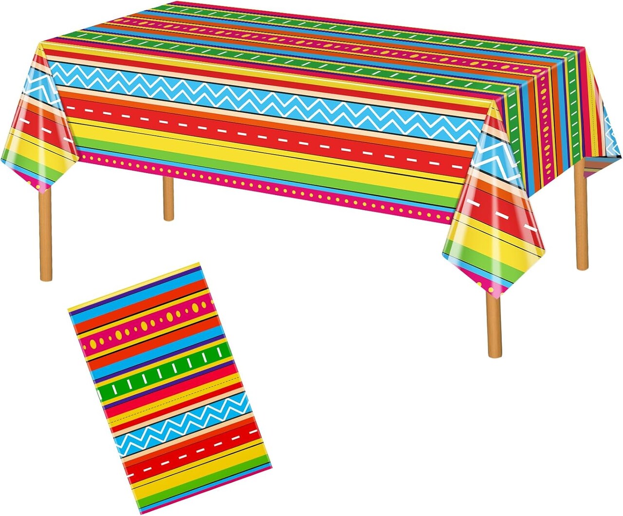 Cinco de Mayo Disposable Plastic Tablecloth – 54" x 108" Mexican Fiesta Printed Table Cover for Party Decorations, Indoor & Outdoor Taco Night & Holiday Supplies